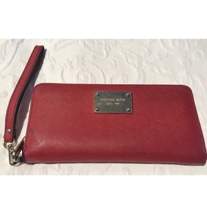 Michael Kors Red & Gold Red Wallet Wristlet